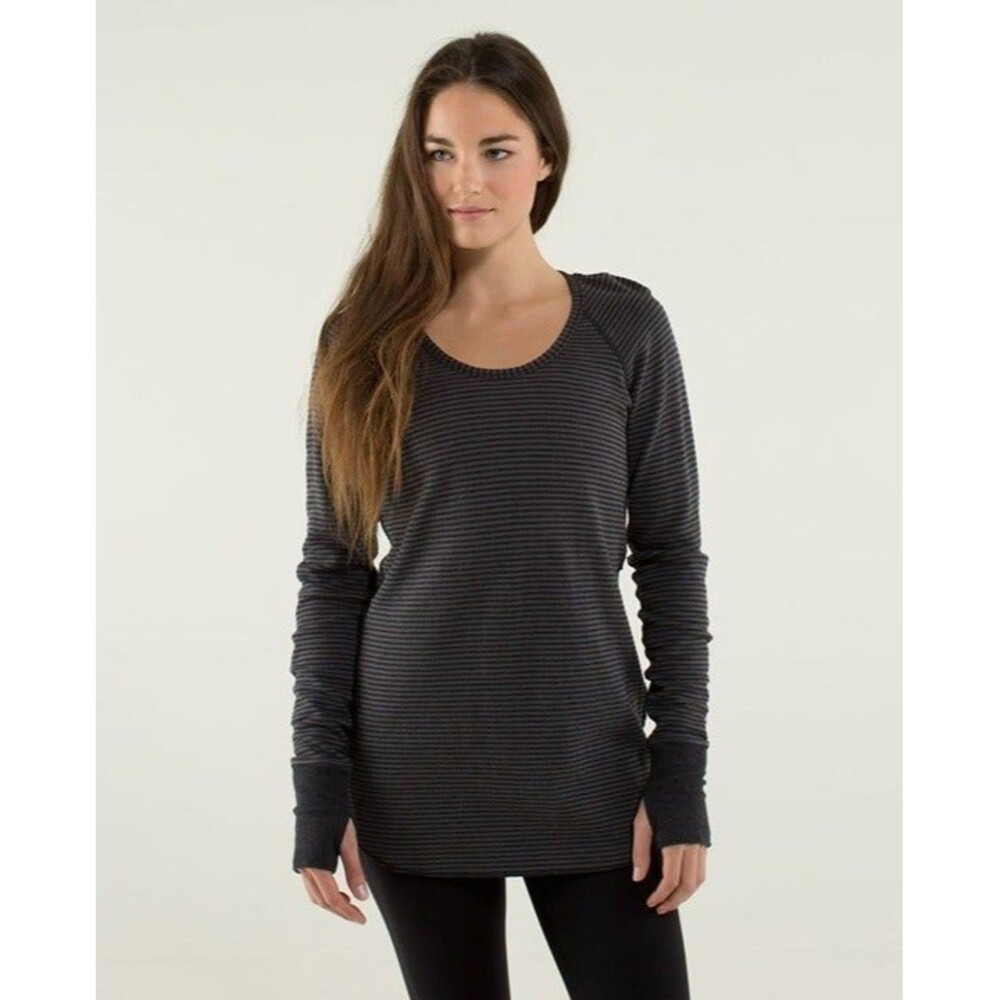 Lululemon Open Your Heart Long Sleeve Heathered Black / Classic Stripe Heathered